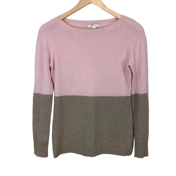 Garnet Hill Color Block 100% Cashmere Crew Neck Sweater Size XS - Picture 1 of 4